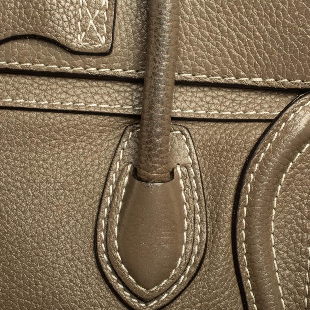 Celine Khaki Leather Nano Luggage Tote 2