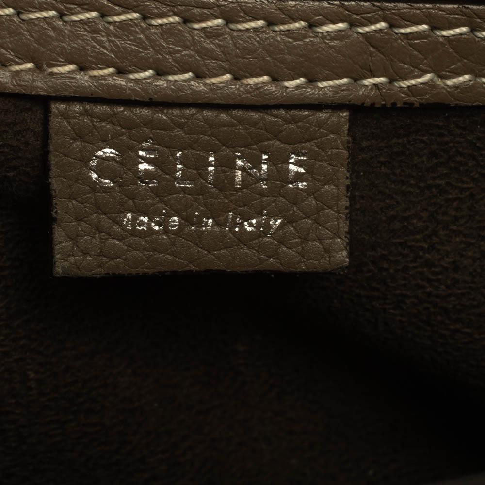 Celine Khaki Leather Nano Luggage Tote In Good Condition In Dubai, Al Qouz 2