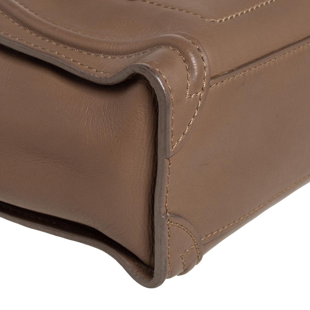 Women's Celine Khaki Leather Nano Luggage Tote