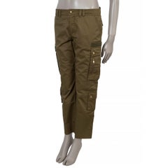 CELINE khaki military green linen & cotton CARGO Pants 38 S
