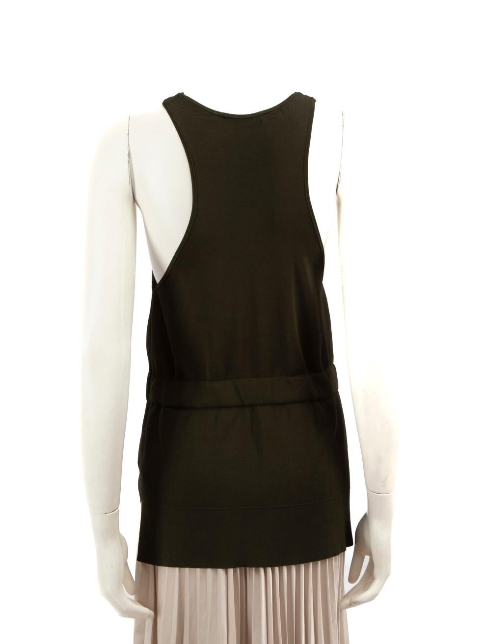 Black Céline Khaki Sleeveless Belted Top Size S For Sale