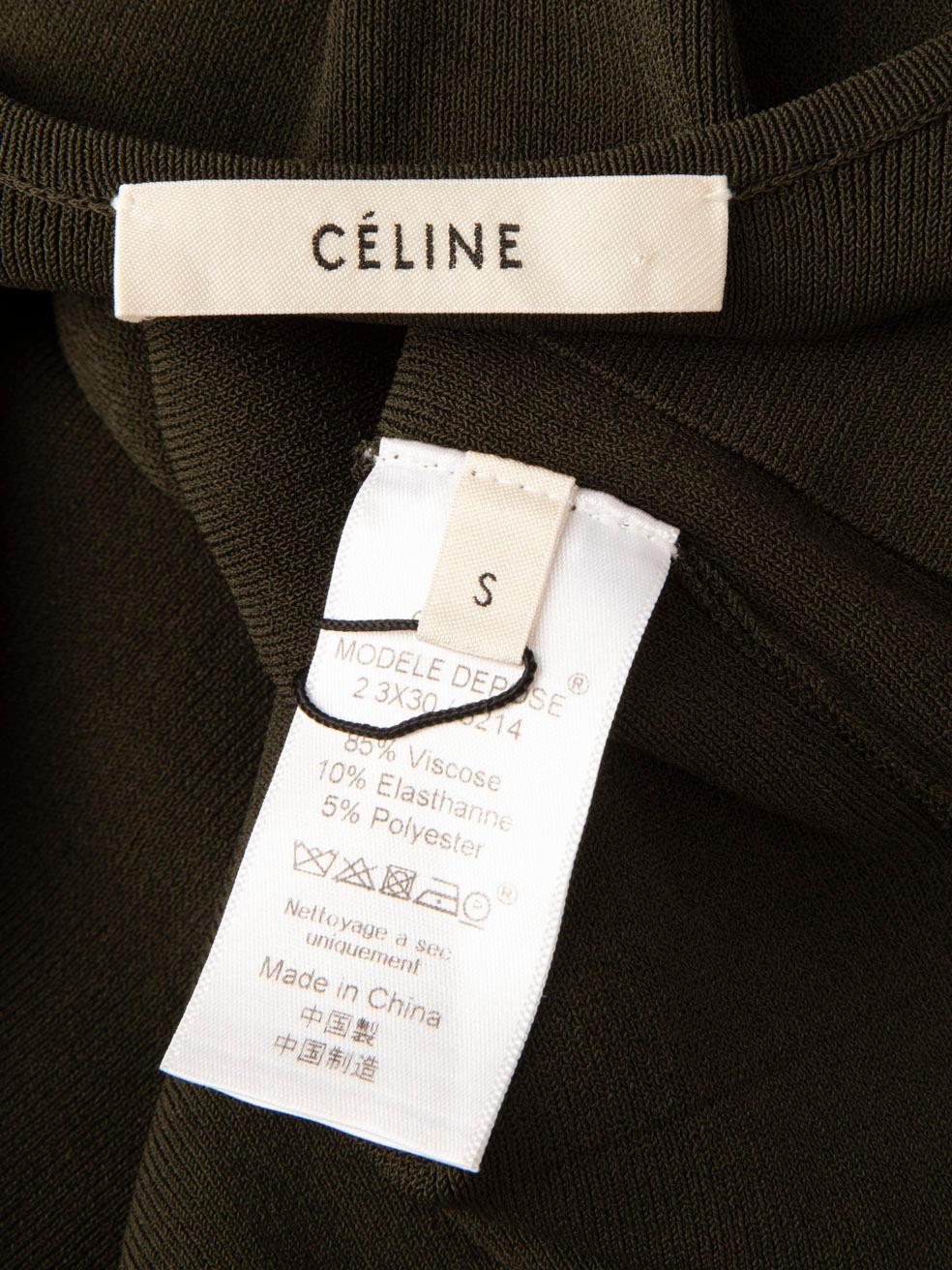 Women's Céline Khaki Sleeveless Belted Top Size S For Sale