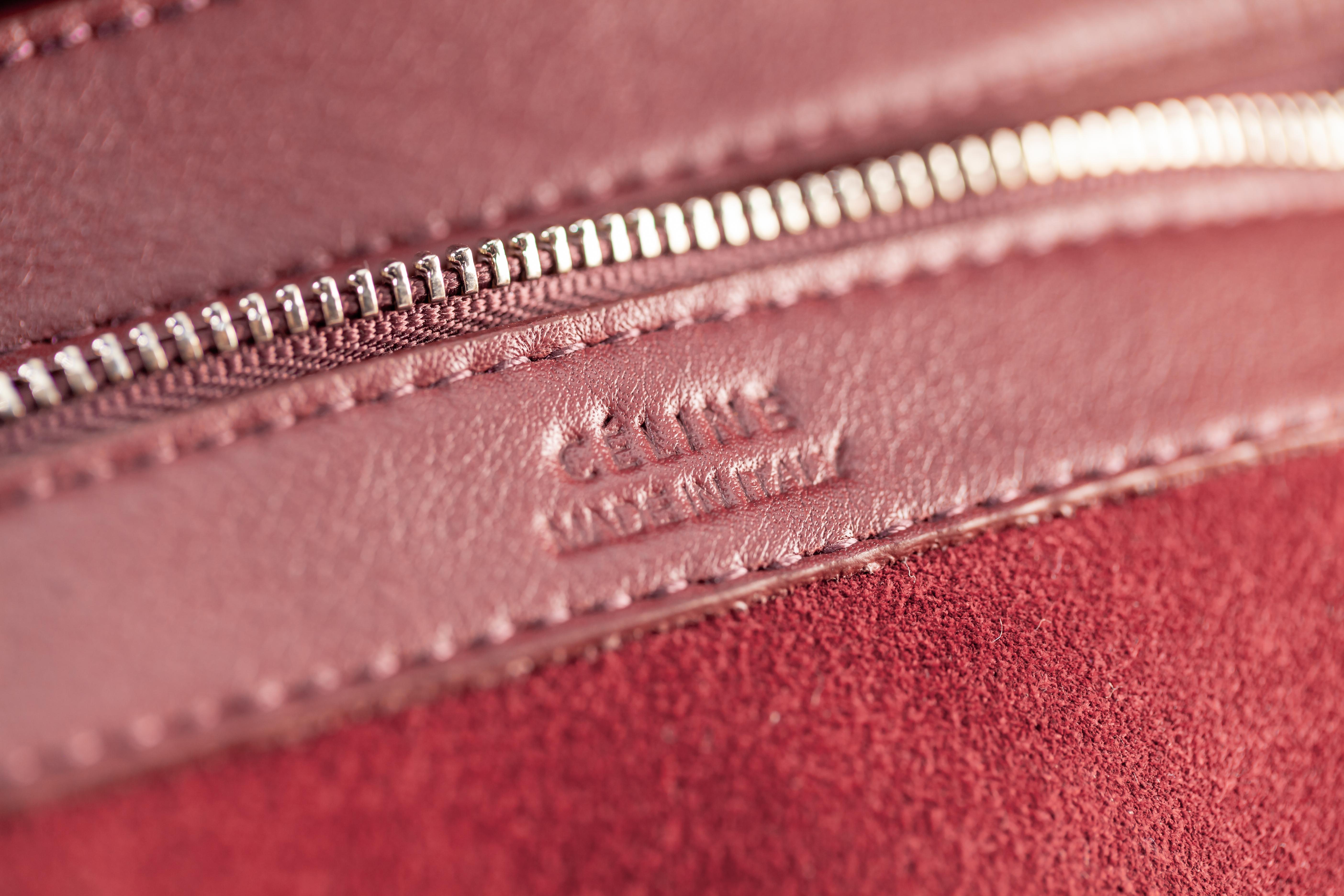 Céline Large Coulisse Shoulder Bag Burgundy Calf Leather Retail $2350 & Dust Bag For Sale 3