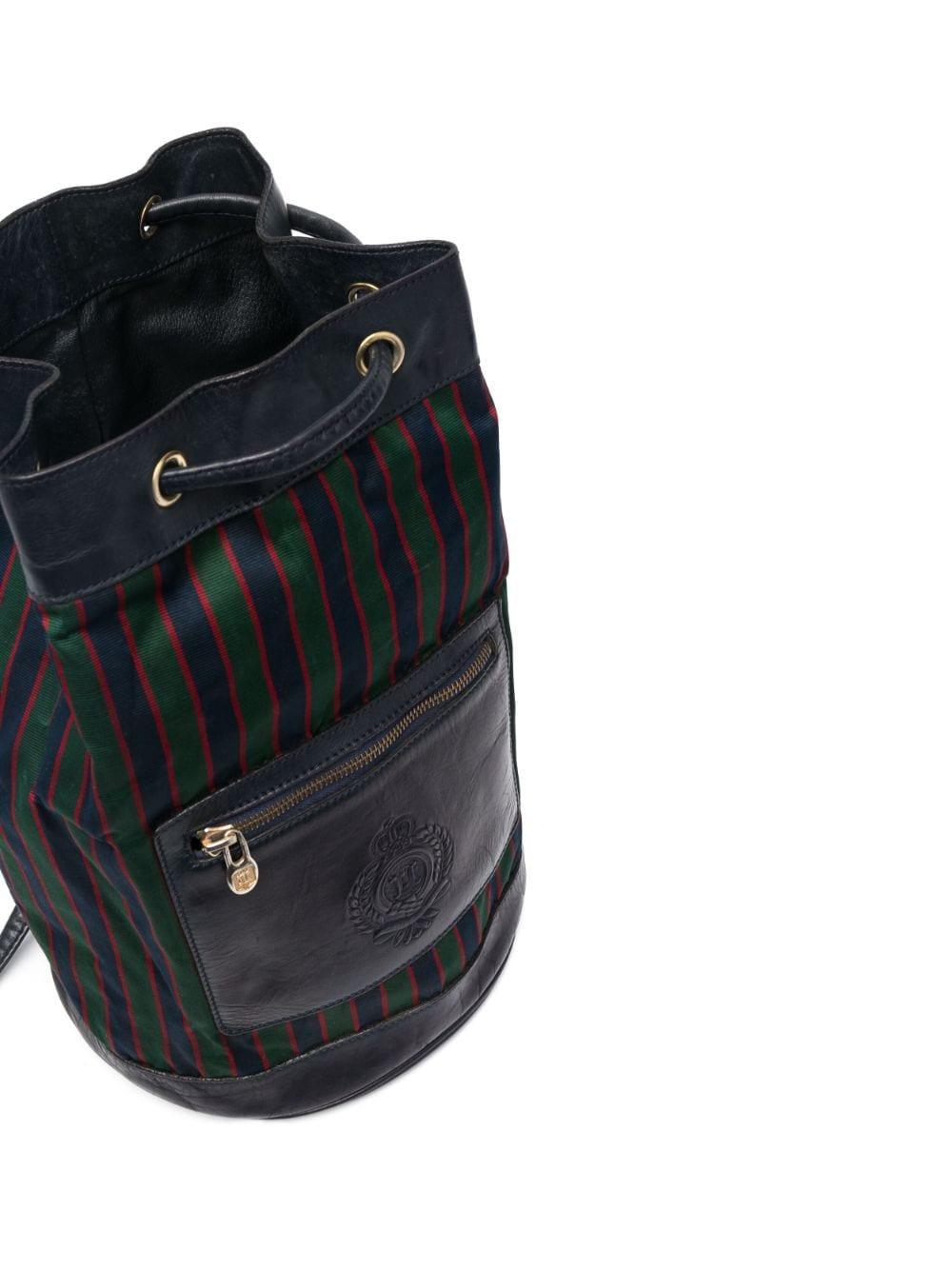 Celine Large Striped and  Calf Leather Bucket Bag In Good Condition For Sale In Paris, FR
