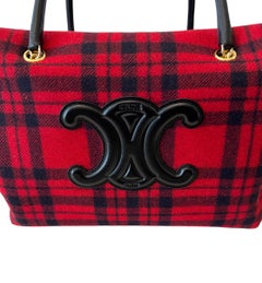Céline Large Tartan Pliage Patapan Tote Bag