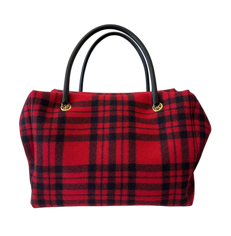 Celine GroBe Tartan Pliage Patapan Tote Tasche im Angebot bei 1stDibs