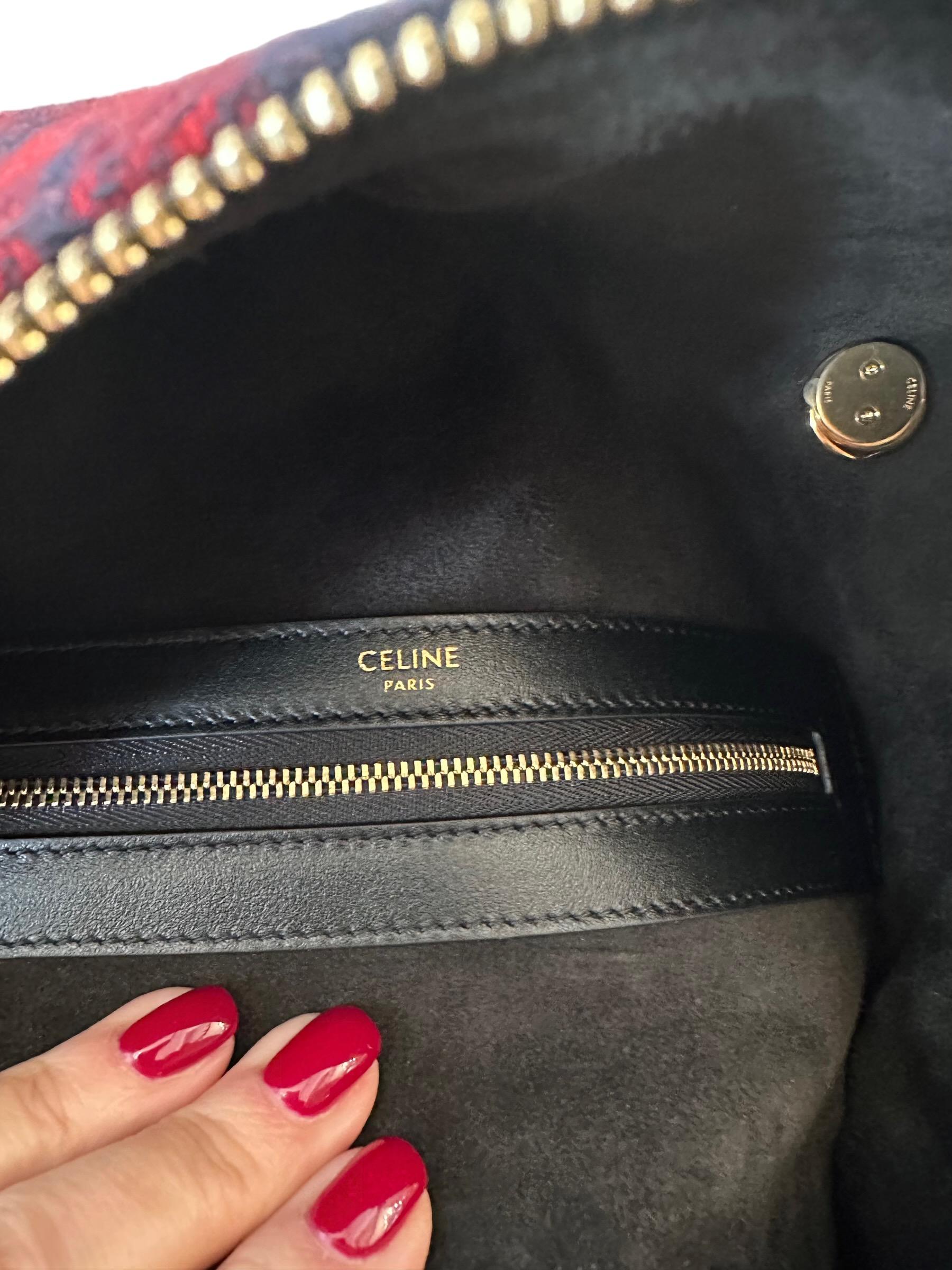 Céline - Grand sac à main Pliage Patapan en tissu écossais en vente 3