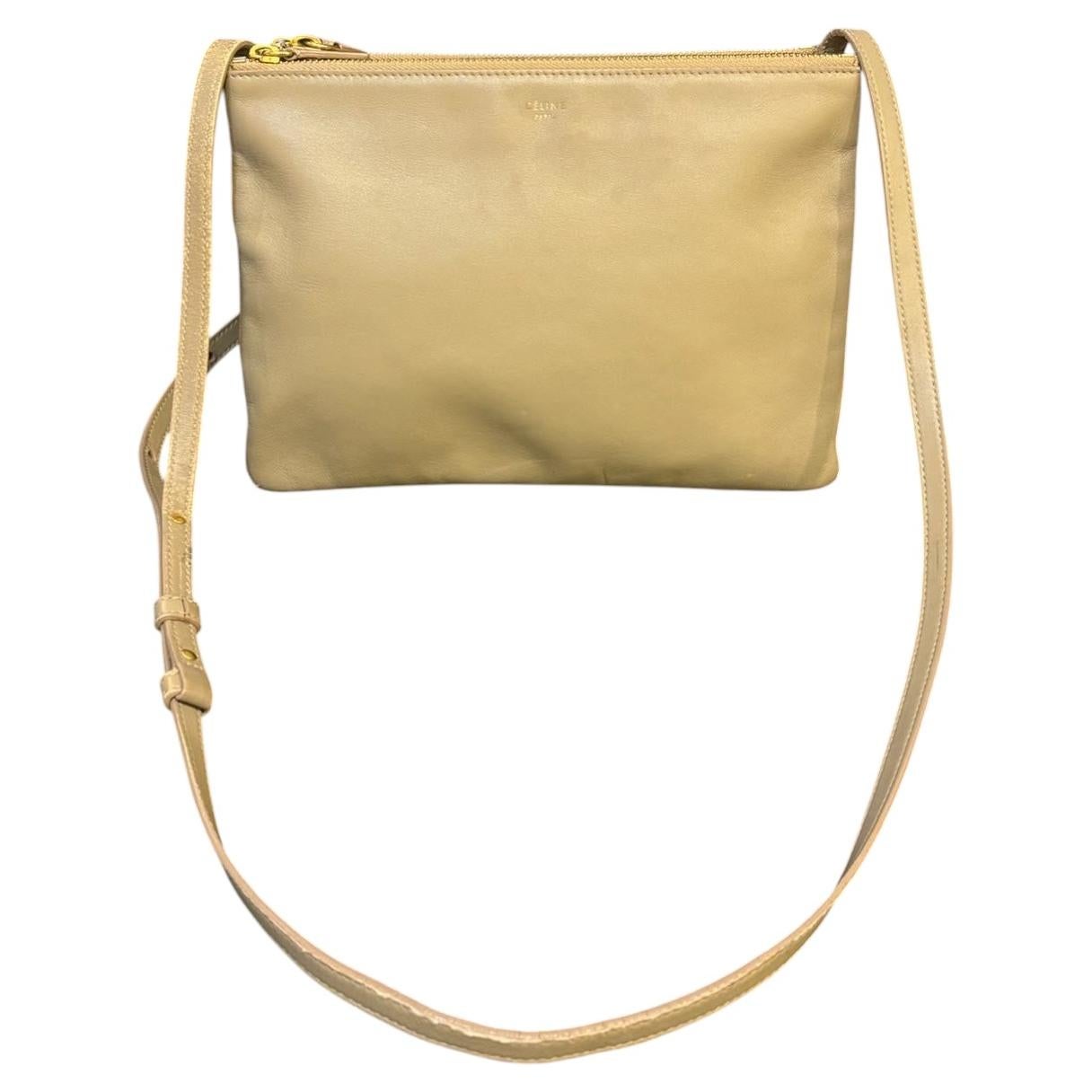 Celine Large Trio Beige Crossbody Bag For Sale