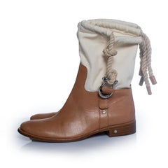 Celine, Leather and canvas cowboy boots