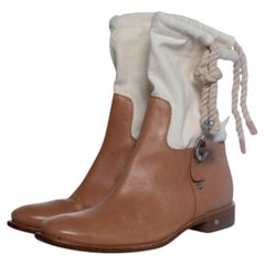 Celine, Leather and canvas cowboy boots