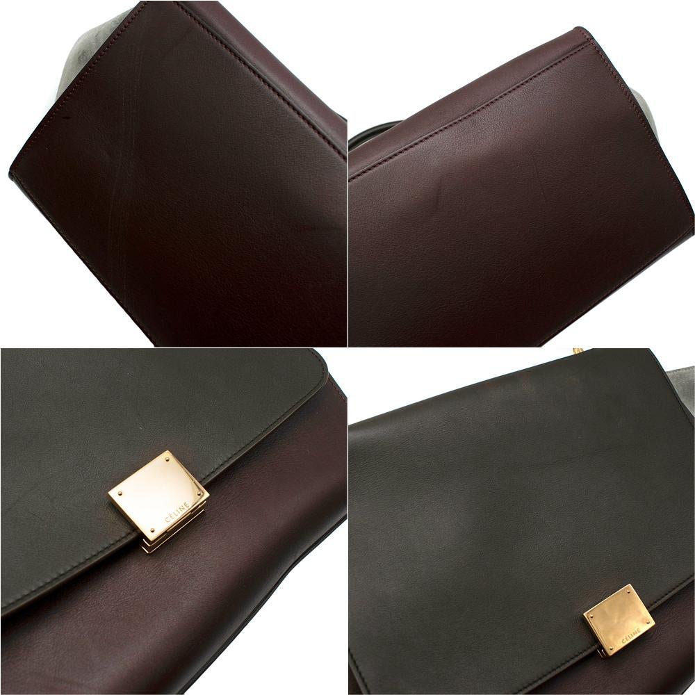 Black Celine Leather Burgundy Blue & Brown Trapeze Bag For Sale