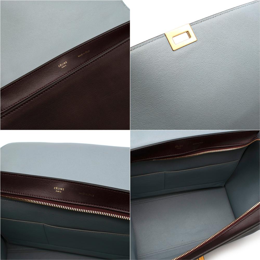 Celine Leather Burgundy Blue & Brown Trapeze Bag For Sale 4
