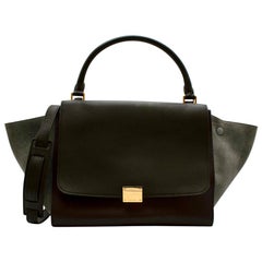 Celine Leather Burgundy Blue & Brown Trapeze Bag