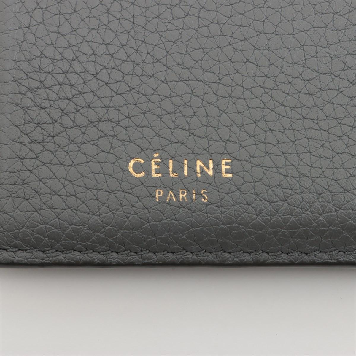 Celine Leather Coin Card Wallet Gray 2