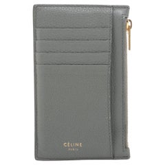 Celine Leather Coin Card Wallet Gray