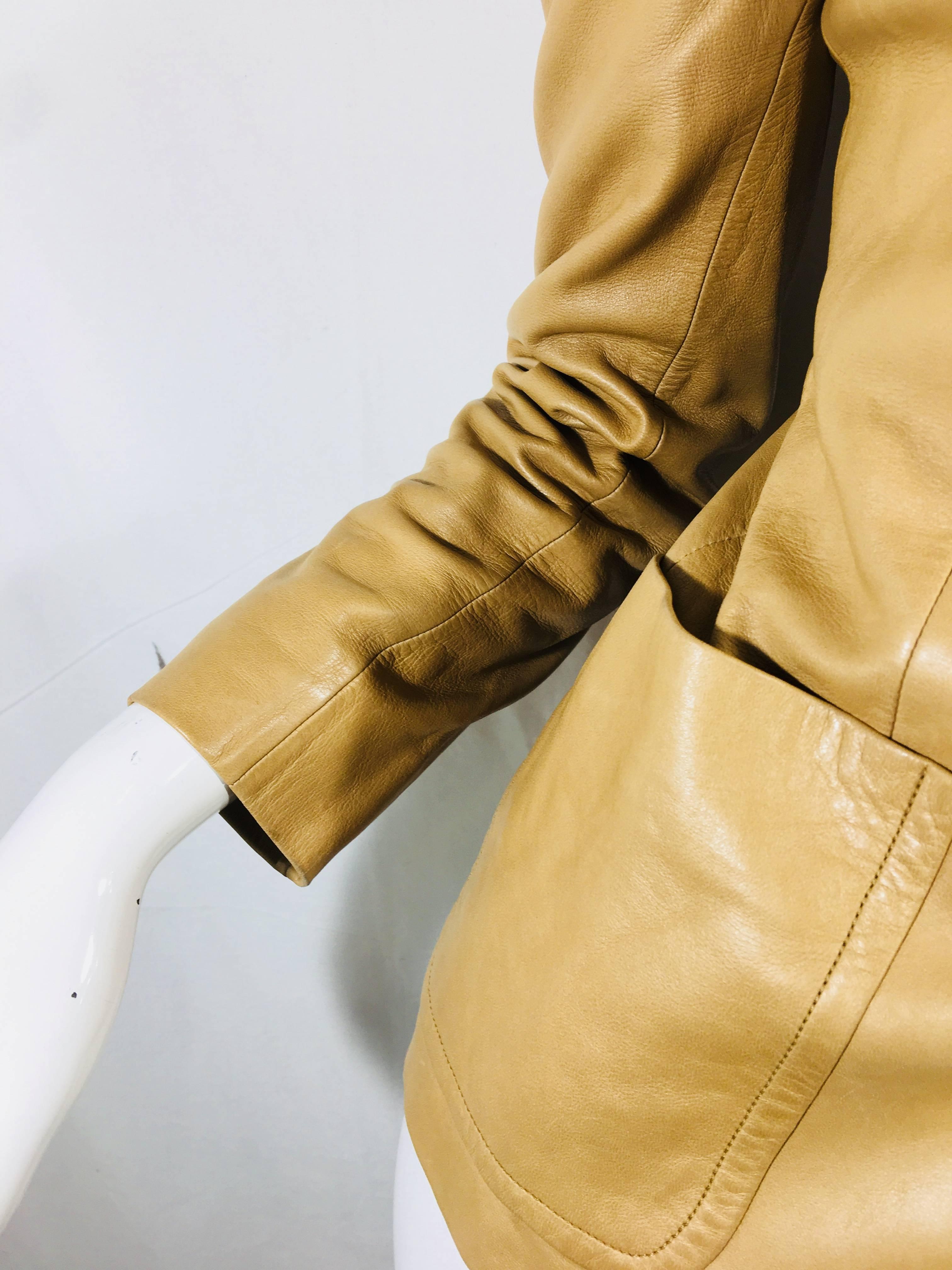 Celine Lamb Leather Jacket. Button Up Blazer Style with Dual Patch Pockets.