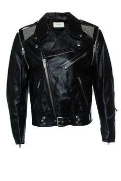 Celine, Leather jacket with metal mesh on the shoulders