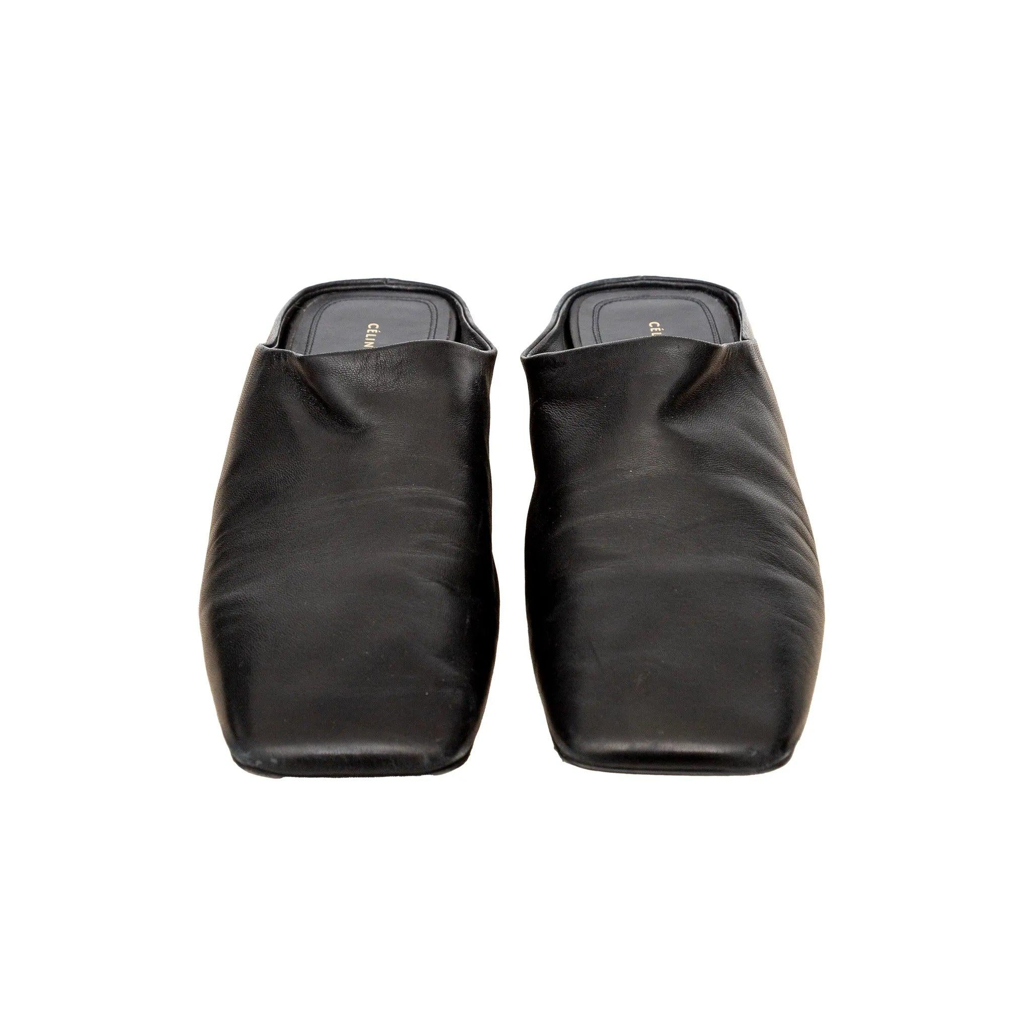 Mules de piel Celine - Años 10 Negro en venta