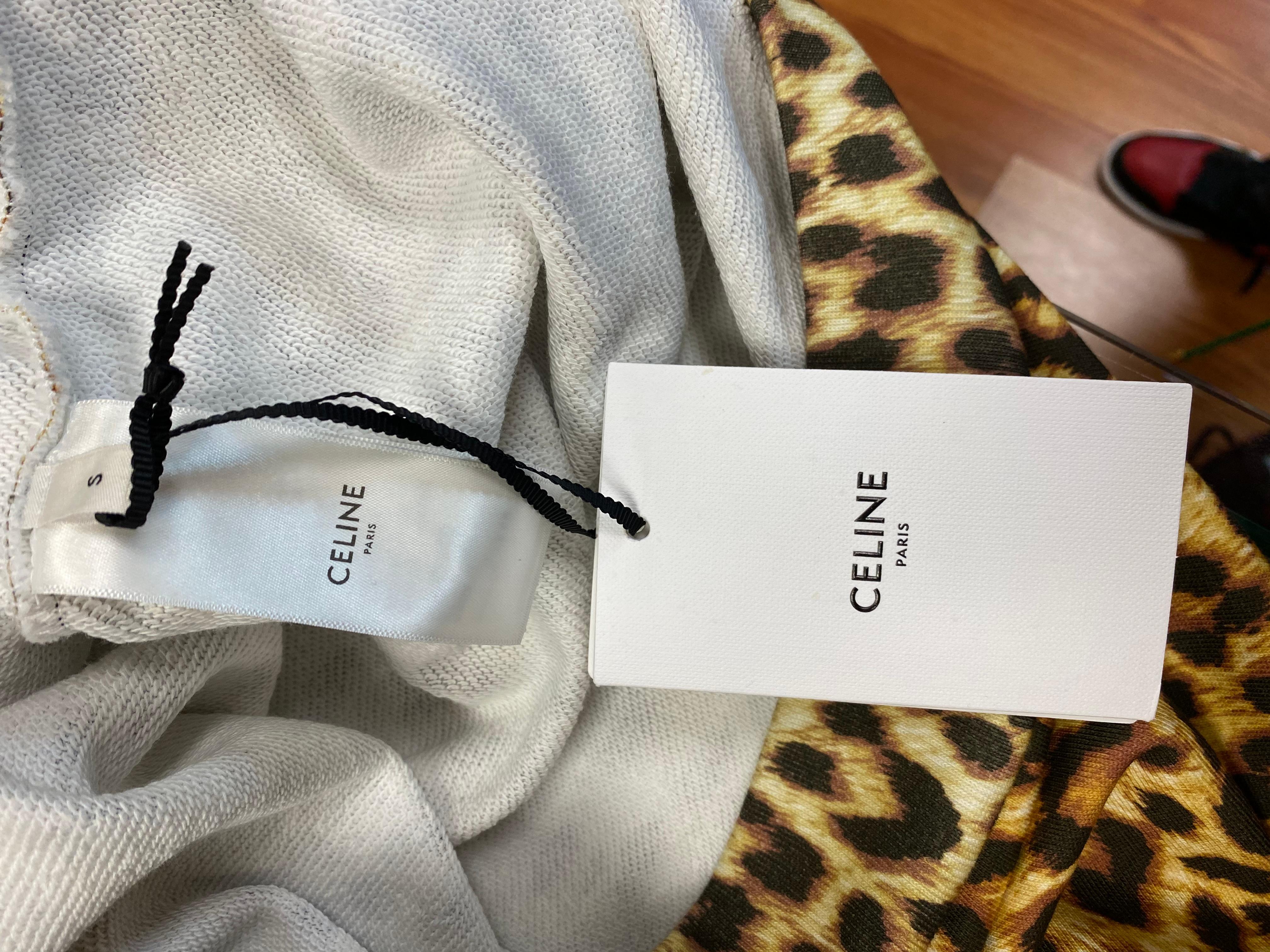Celine - Pull à capuche avec logo imprimé léopard, taille S Neuf - En vente à Bear, DE