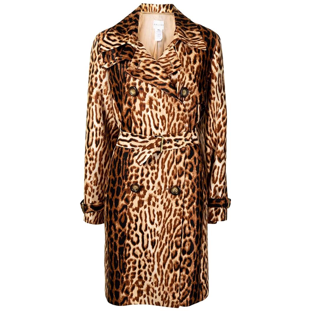 Celine Leopard Print Trench Coat
