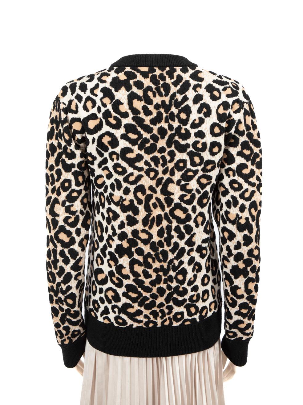Beige Céline Leopard Print Wool Jumper Size S