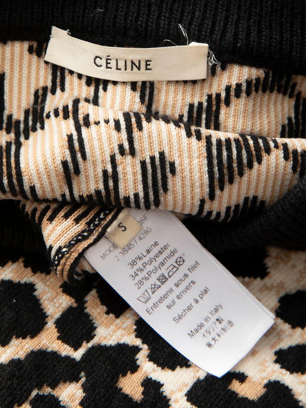 Women's Céline Leopard Print Wool Jumper Size S