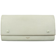 CELINE Light Blue Leather Flap Checkbook Wallet