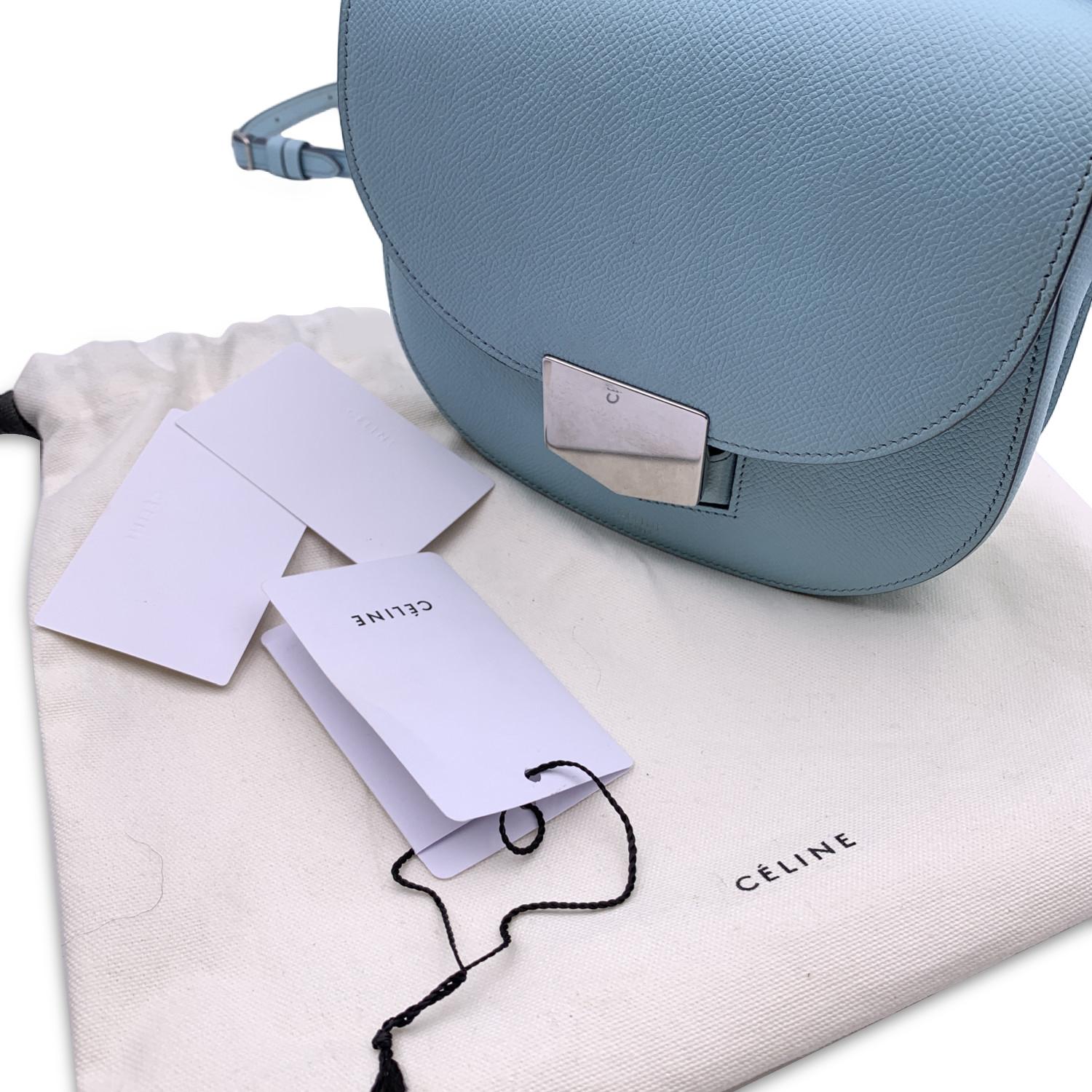 Celine Light Blue Leather Small Trotteur Crossbody Bag In Good Condition In Rome, Rome