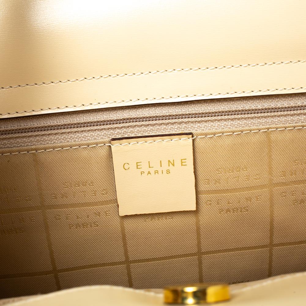Women's Celine Light Cream Leather Ring Handle Tote