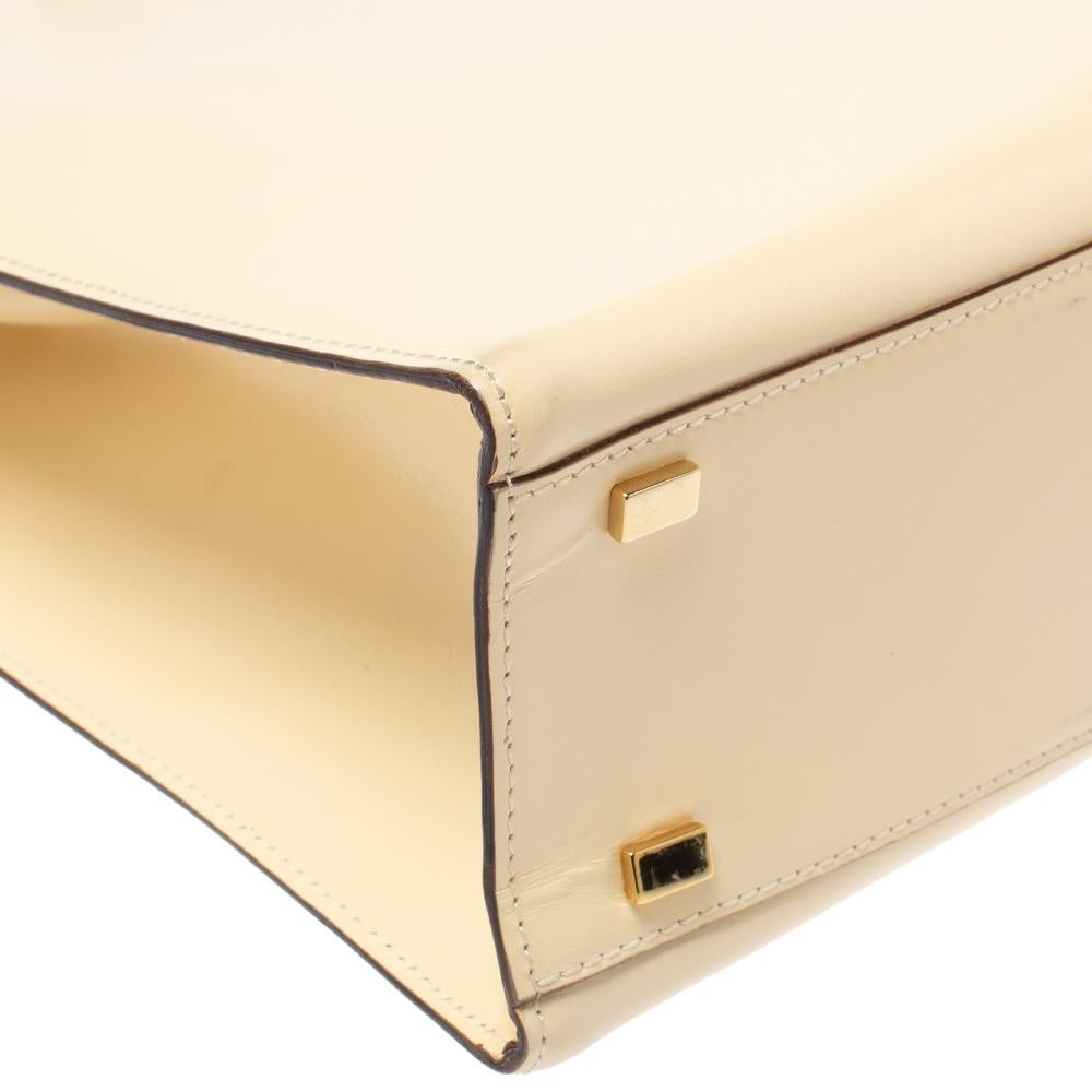 Celine Light Cream Leather Ring Handle Tote 1