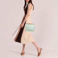 Celine Light Green Leather Clasp Crossbody bBag