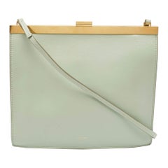 Celine Light Green Leather Clasp Crossbody bBag