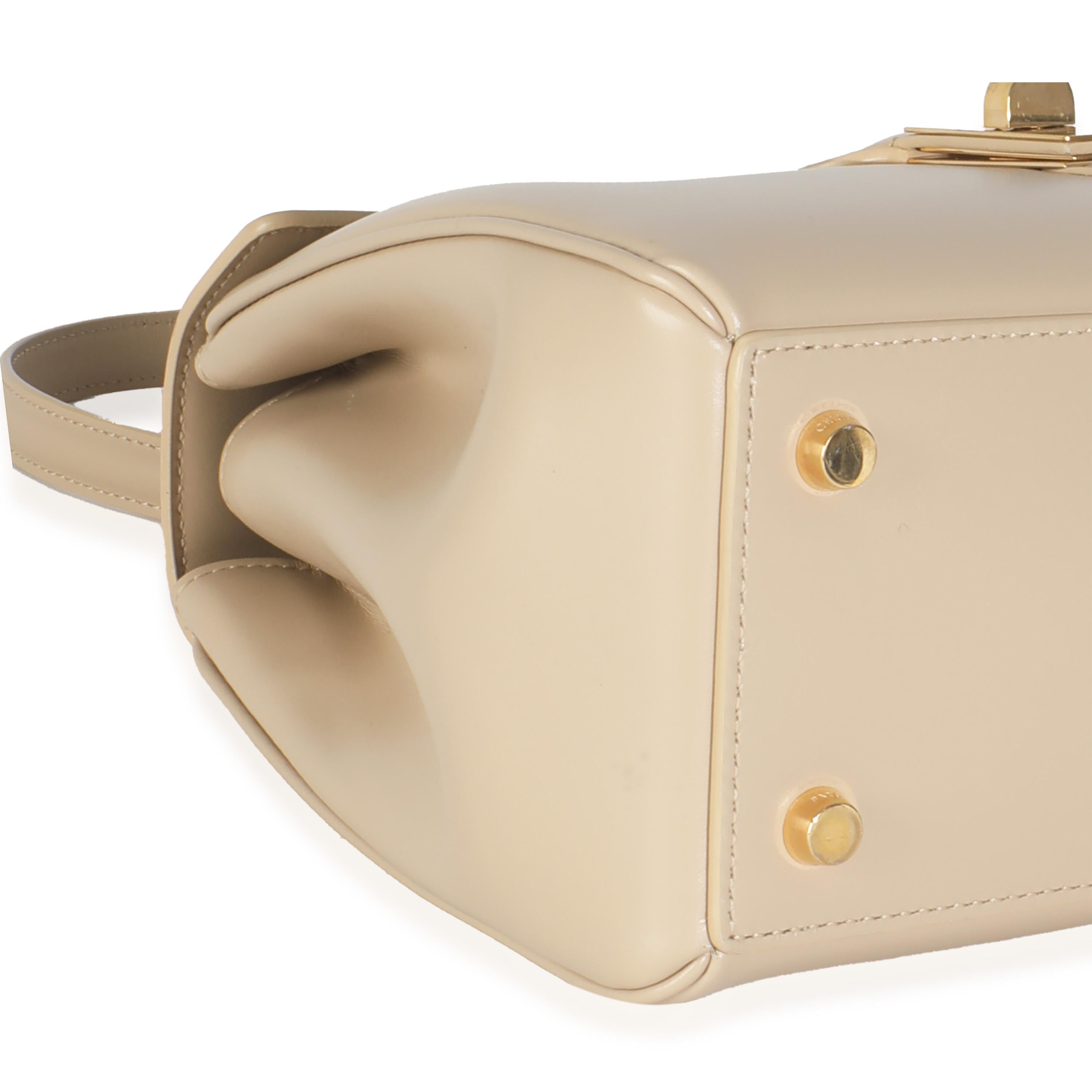 Celine Kalkstein satiniertes Kalbsleder Small 16 Top Handle Bag im Angebot 2