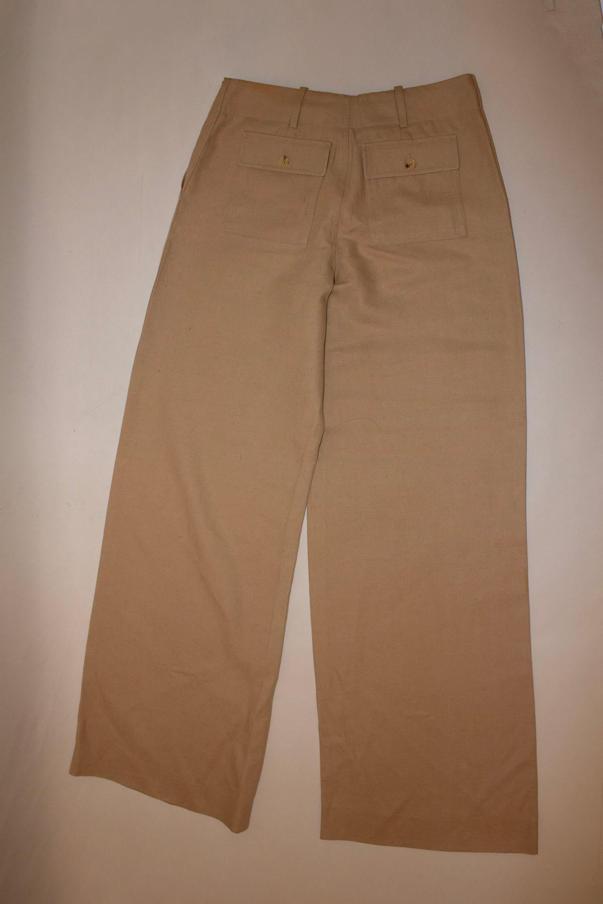 Brown Celine Linen Trousers For Sale