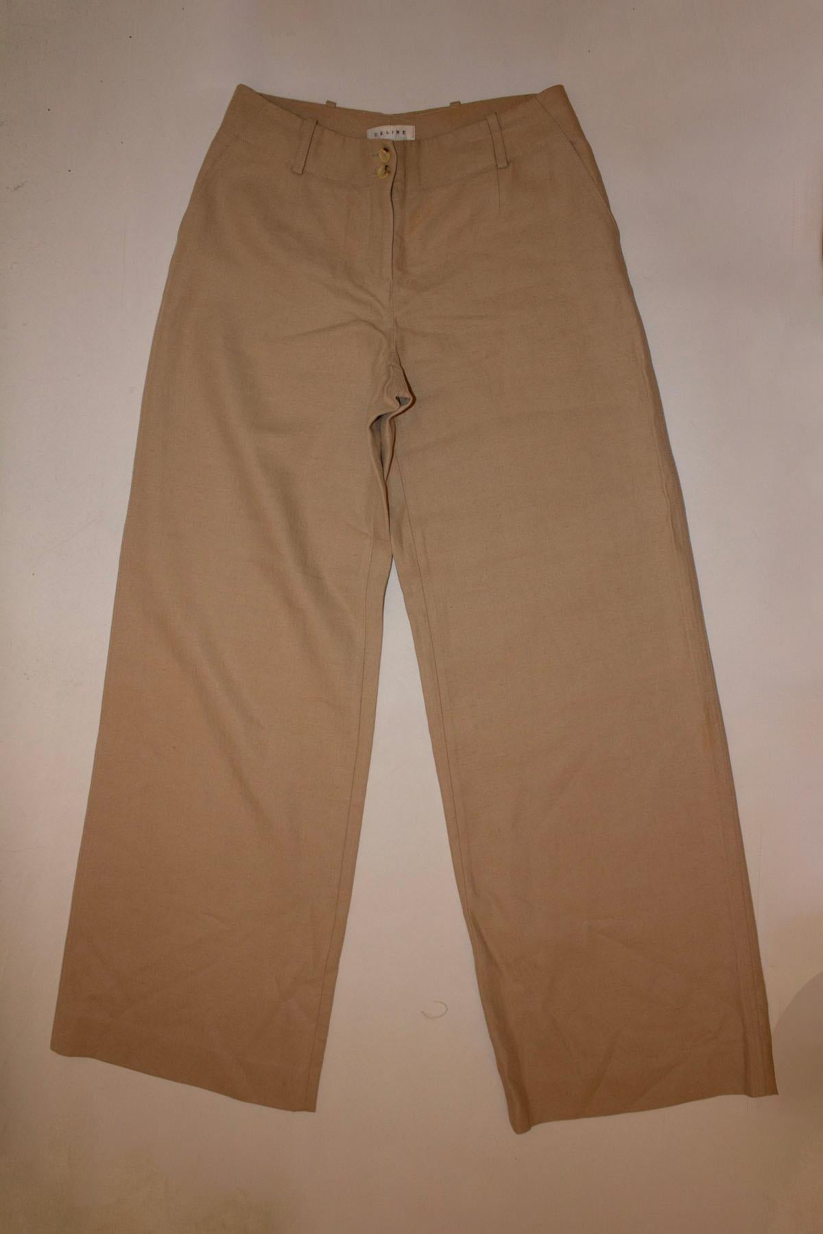 Celine Linen Trousers In Good Condition For Sale In London, GB