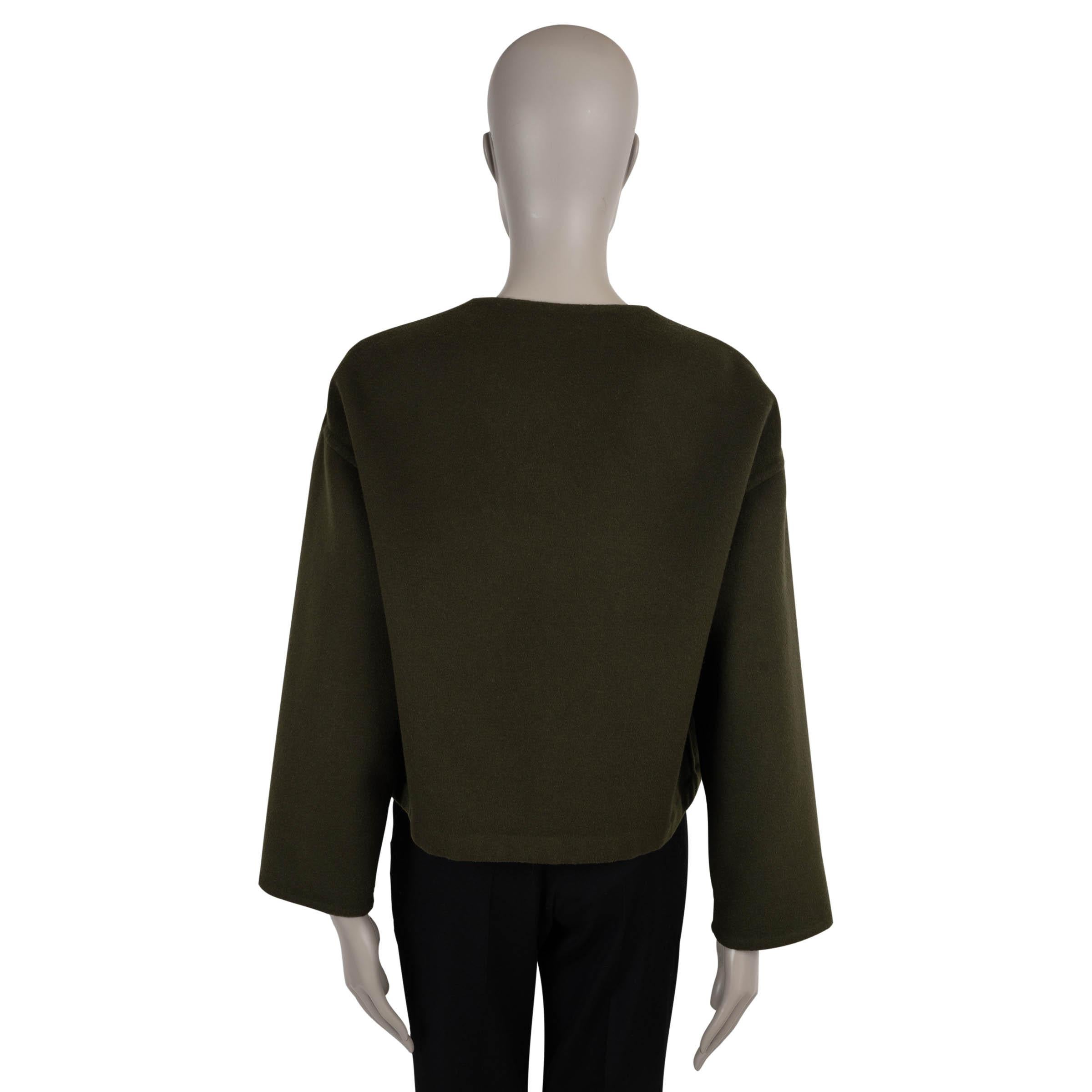 Nero CELINE Giacca CARDIGAN OVERSIZED con doppia faccia in cachemire verde loden, 34 anni, taglia S in vendita