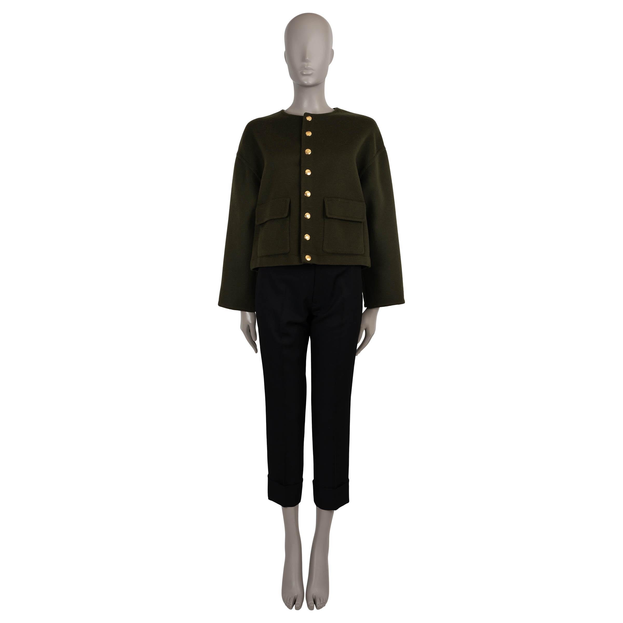 CELINE Giacca CARDIGAN OVERSIZED con doppia faccia in cachemire verde loden, 34 anni, taglia S In condizioni ottime in vendita a Zürich, CH