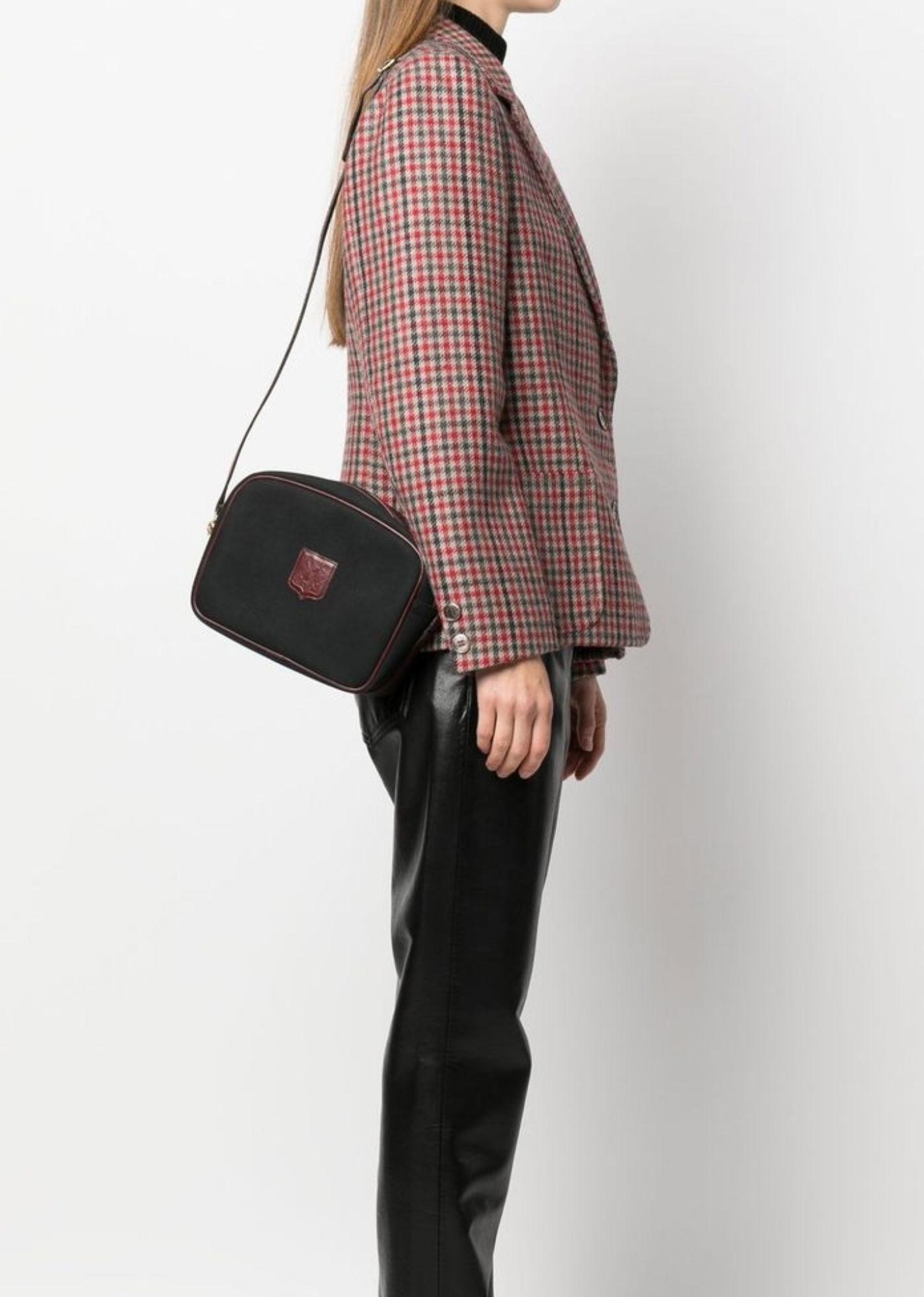 Women's Celine Logo Black Cotton Camera Bag For Sale