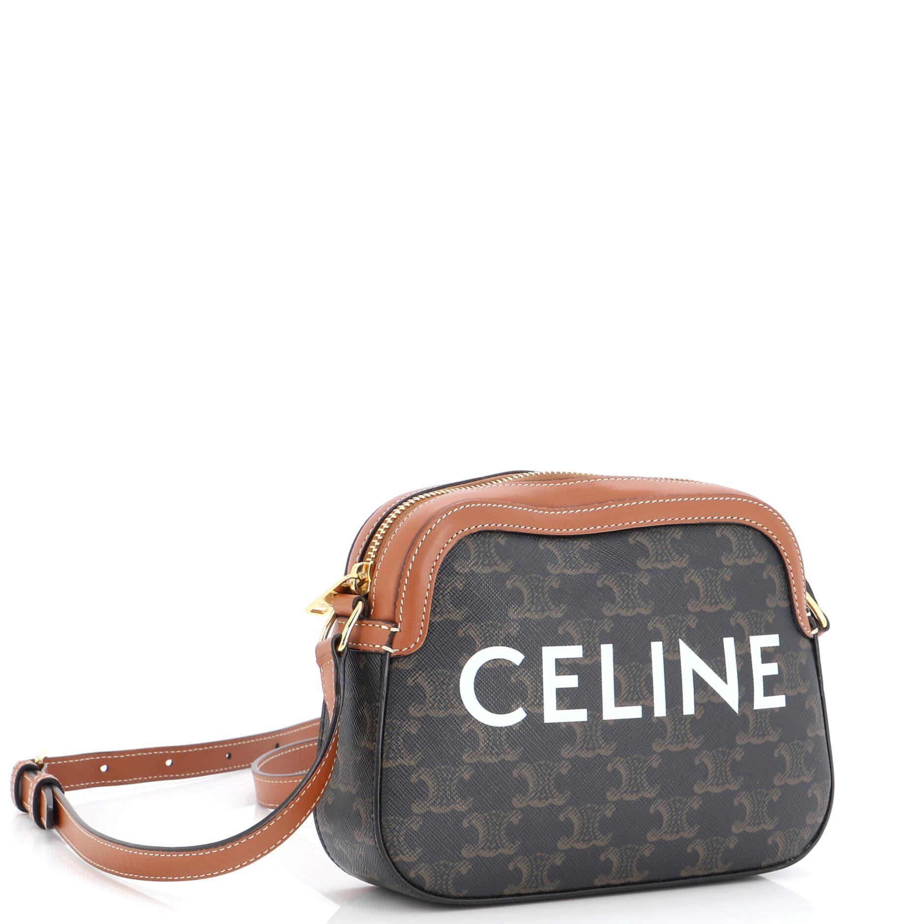 Celine Besace Flap Bag Triomphe Coated Canvas Mini at 1stDibs