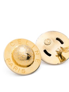Celine Logo Circular Clip On Earrings
