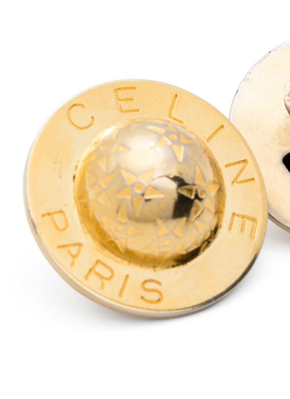 Women's Celine Logo Circular Clip On Earrings For Sale