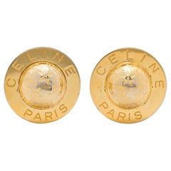 Celine Logo Circular Clip On Earrings