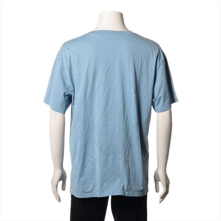 Celine Logo Cotton T-shirt Light Blue For Sale at 1stDibs