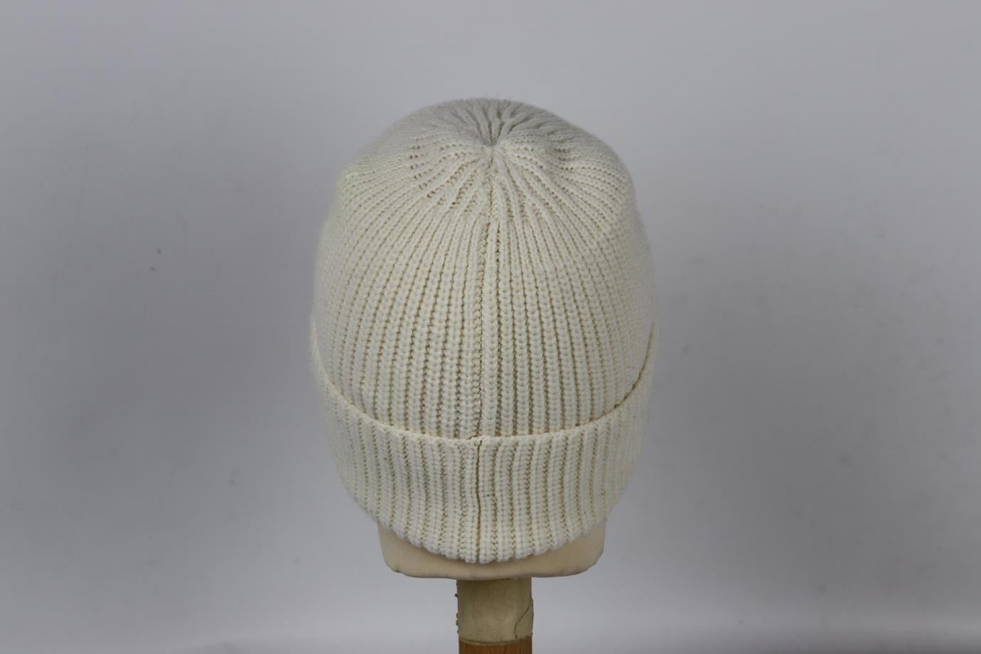 Celine Logo Detailed Ribbed Wool Beanie One Size 1