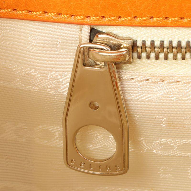 Celine Logo Embossed Top Handle Bag Orange For Sale 12