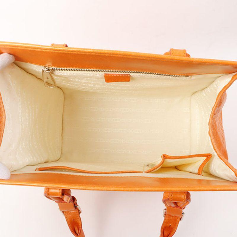 Celine Logo Embossed Top Handle Bag Orange For Sale 1