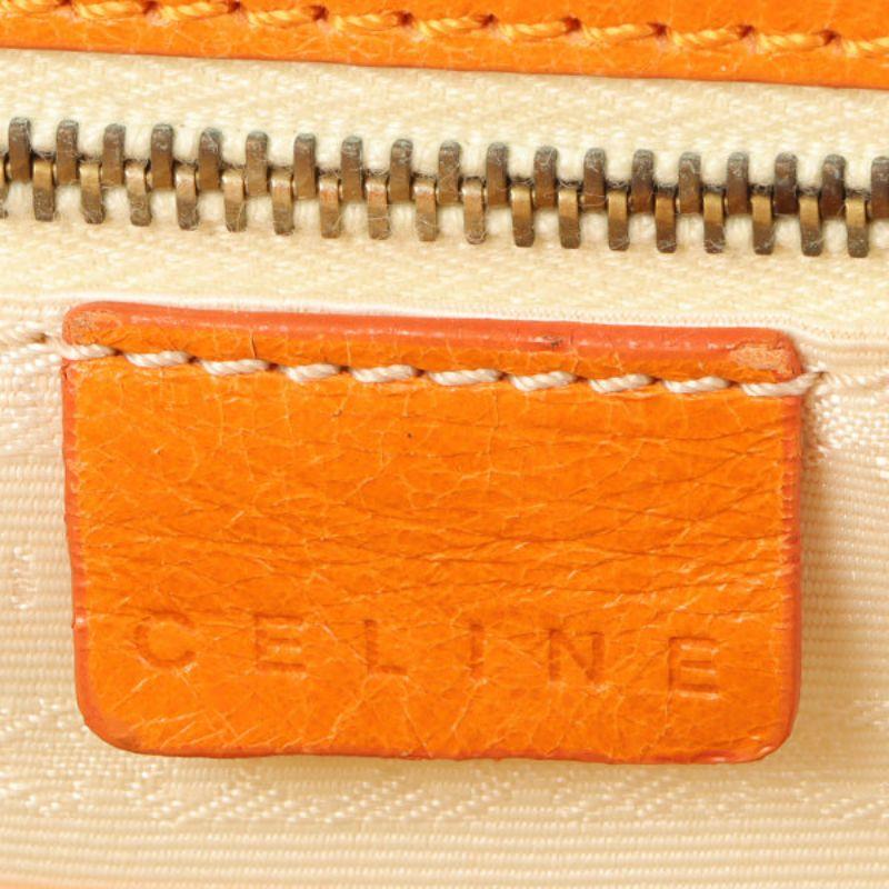 Celine Logo Embossed Top Handle Bag Orange For Sale at 1stDibs