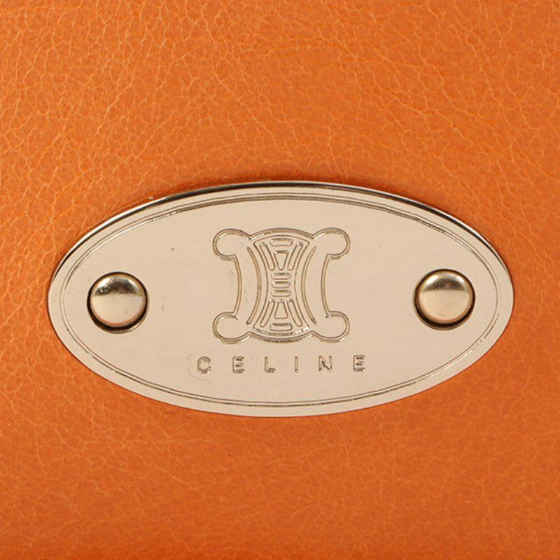 Celine Logo Embossed Top Handle Bag Orange For Sale 3