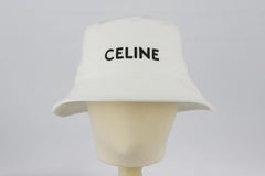 Celine Logo Embroidered Cotton Twill Bucket Hat Medium