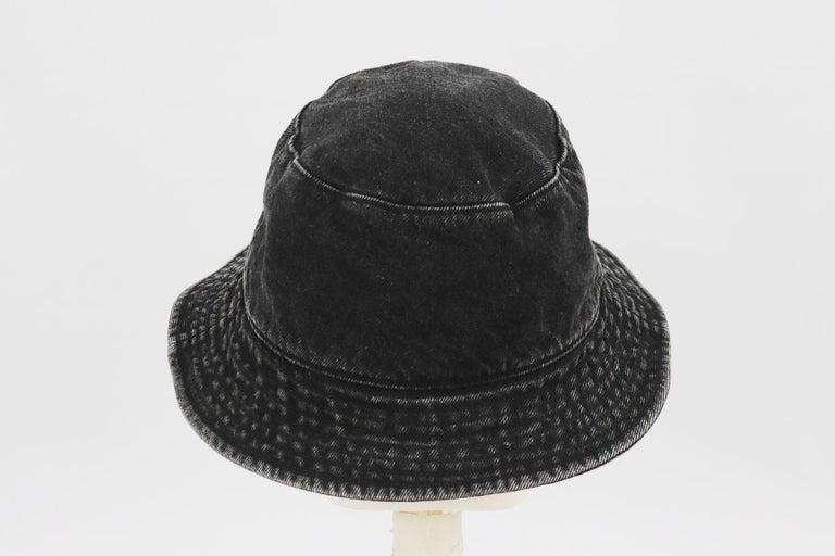 Celine Logo Embroidered Washed Denim Bucket Hat Medium at  display picture 1